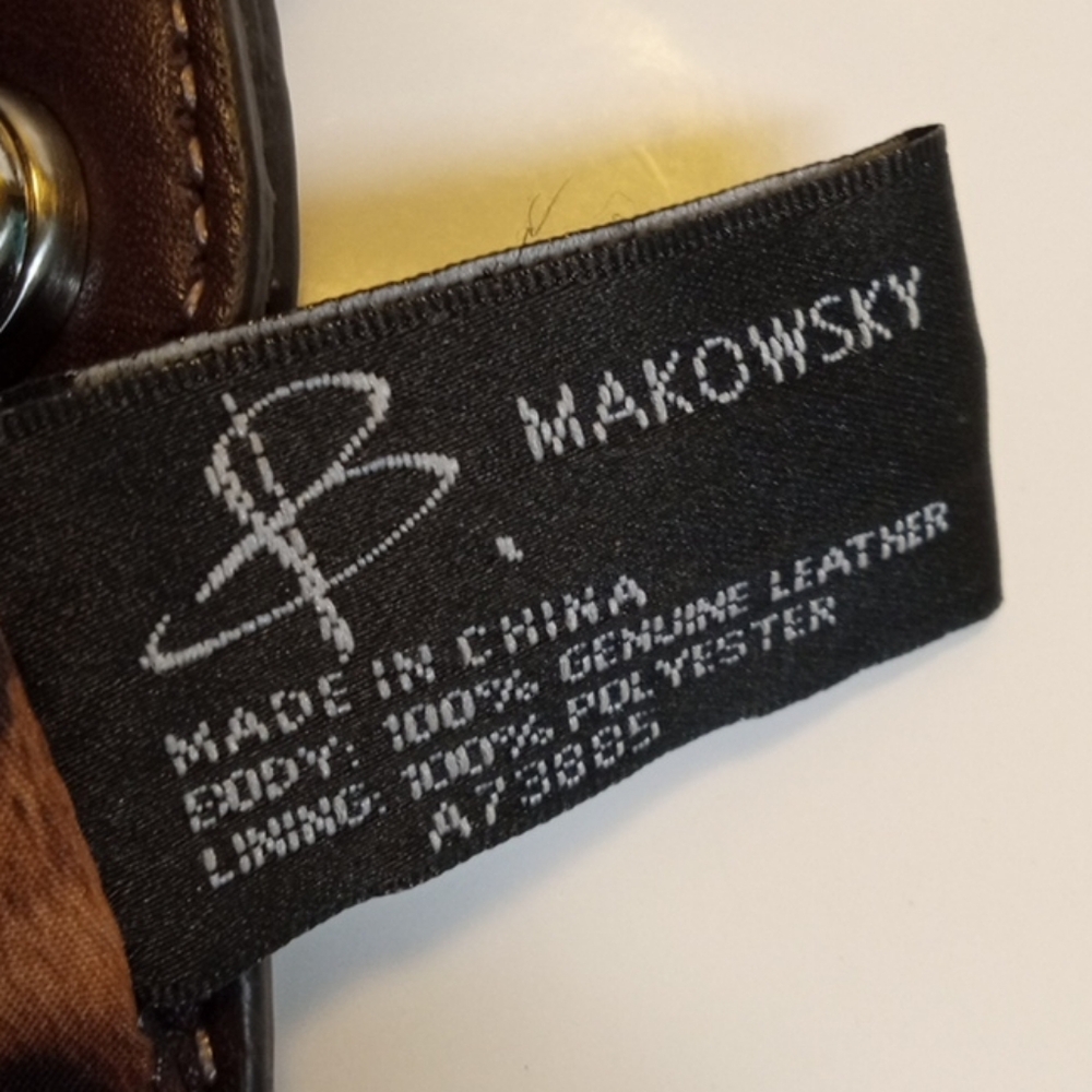 Bag B Makowsky Dark Brown Pebbled Leather Crossbody Shoulder Hand Bag - Picture 4 of 9